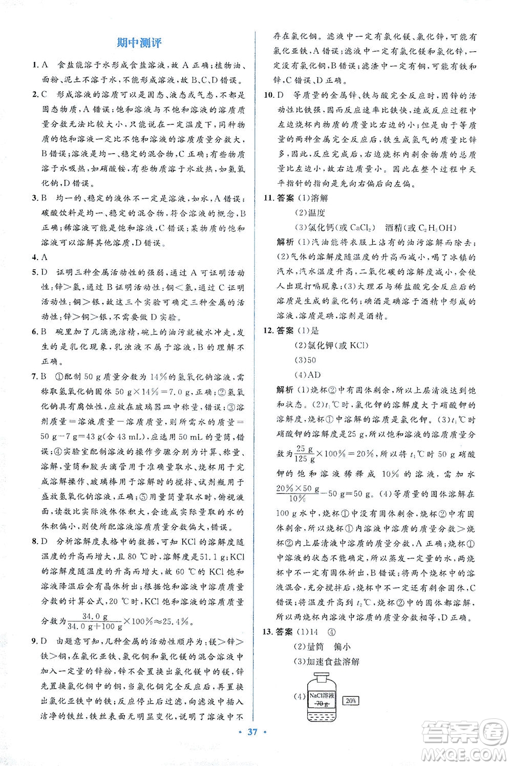 人民教育出版社2021同步解析與測(cè)評(píng)九年級(jí)化學(xué)下冊(cè)人教版答案