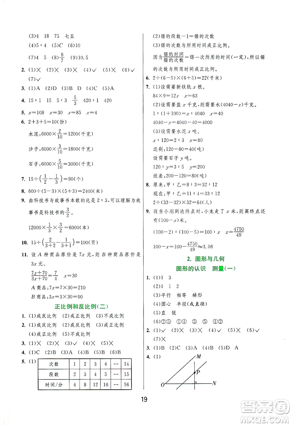 江蘇人民出版社2021實(shí)驗(yàn)班提優(yōu)訓(xùn)練六年級數(shù)學(xué)下冊JSJY蘇教版答案