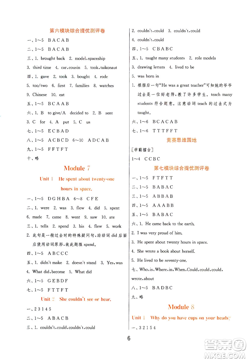 江蘇人民出版社2021實(shí)驗(yàn)班提優(yōu)訓(xùn)練六年級(jí)英語下冊(cè)WYS外研版答案
