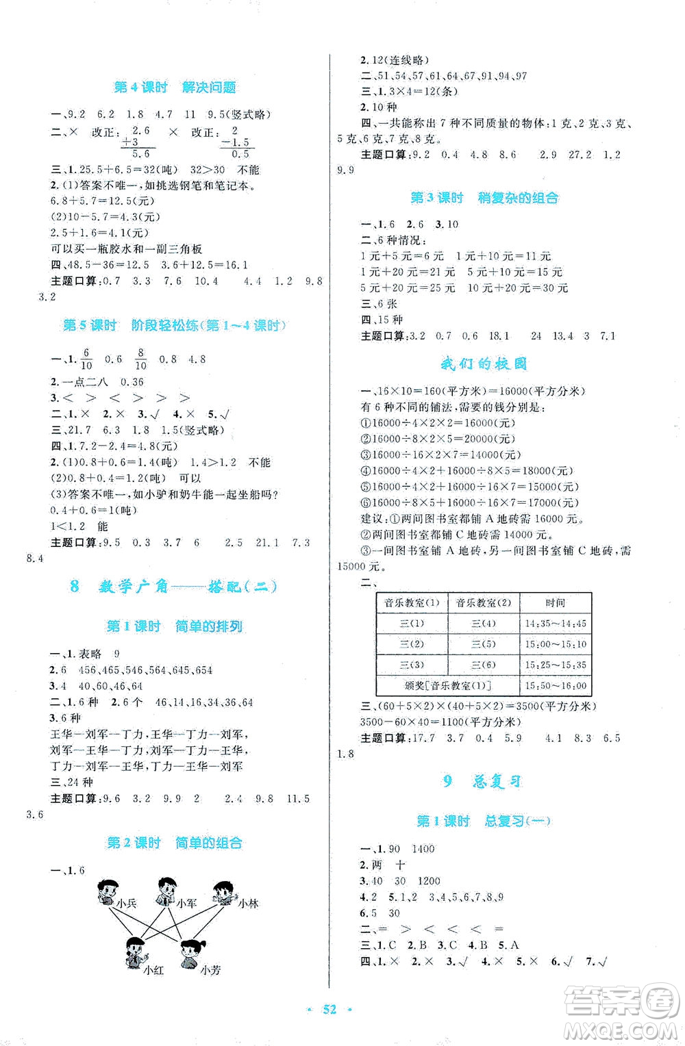 內(nèi)蒙古教育出版社2021學(xué)習(xí)目標(biāo)與檢測(cè)三年級(jí)數(shù)學(xué)下冊(cè)人教版答案