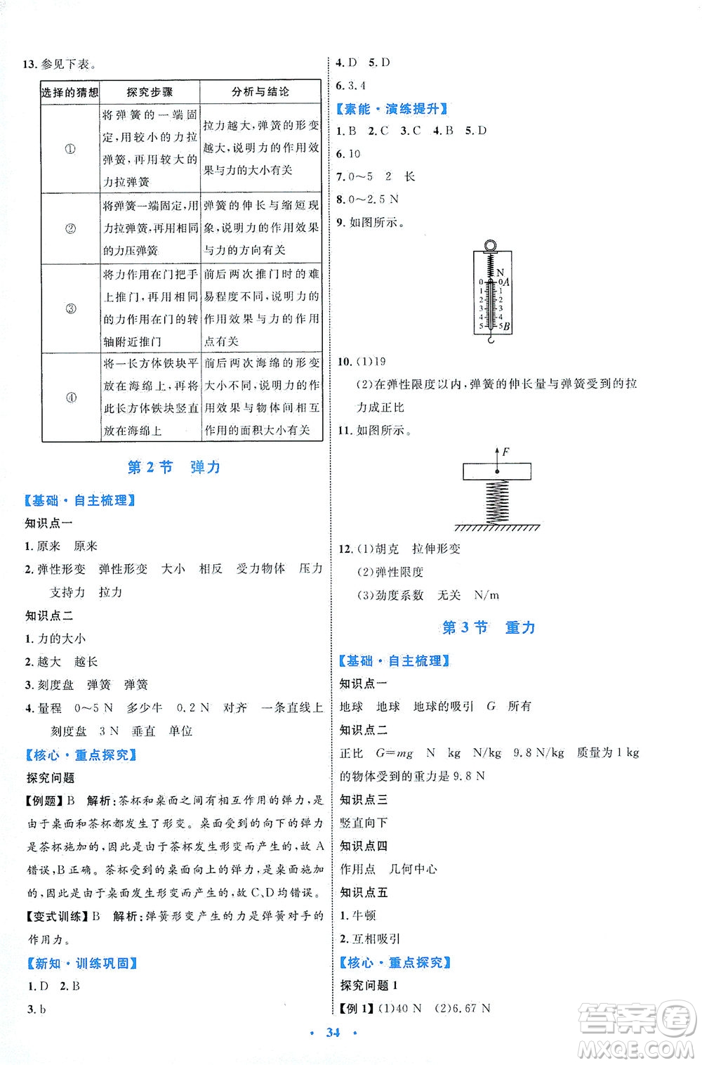 內(nèi)蒙古教育出版社2021學(xué)習(xí)目標與檢測八年級物理下冊人教版答案