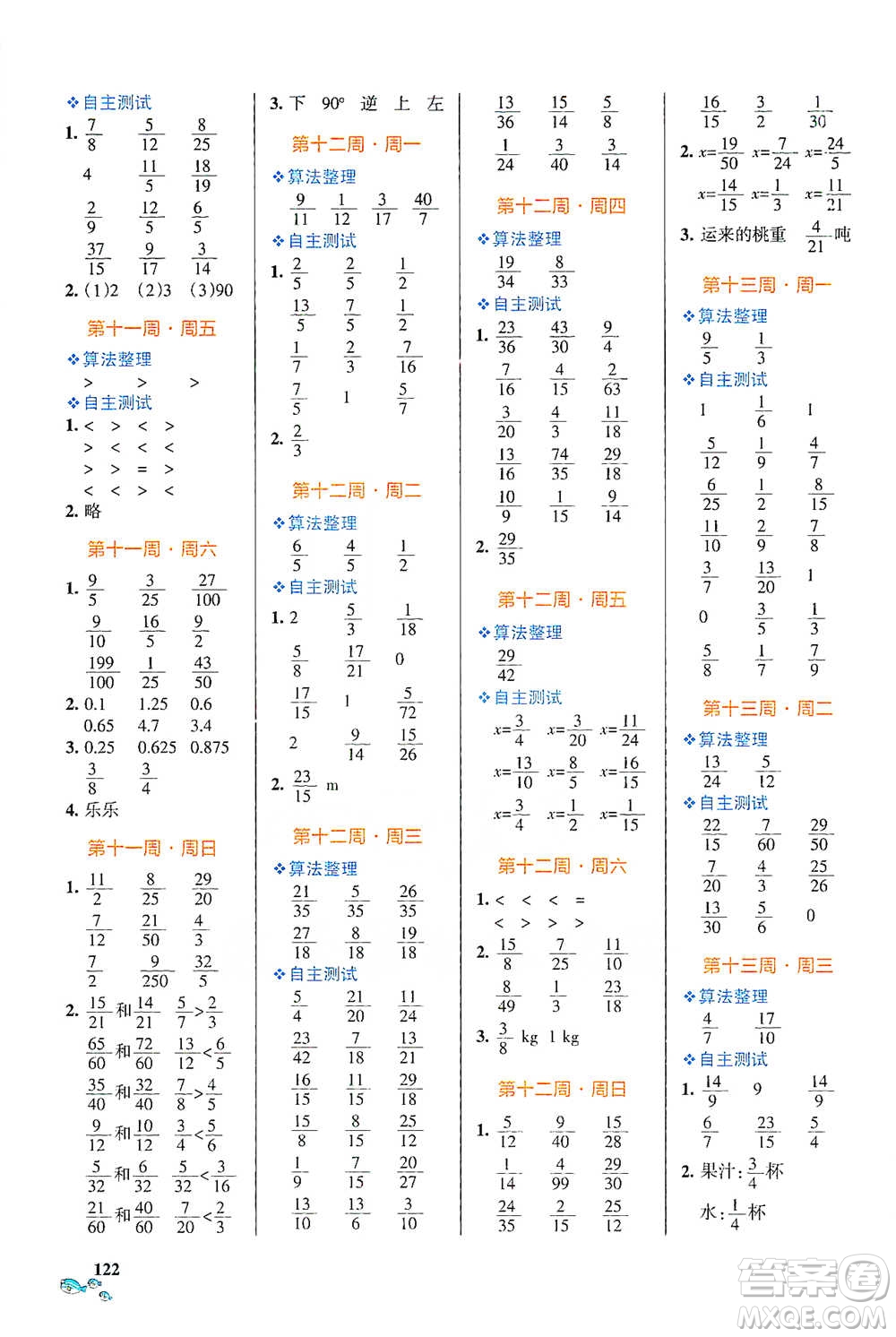 遼寧教育出版社2021小學(xué)學(xué)霸天天計(jì)算五年級(jí)下冊數(shù)學(xué)人教版參考答案