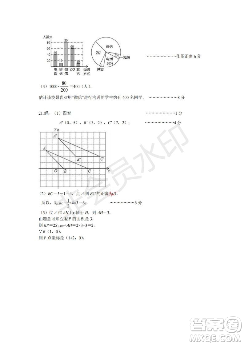 武漢市漢陽區(qū)2019-2020學(xué)年度七年級下學(xué)期期末測試數(shù)學(xué)試卷及答案