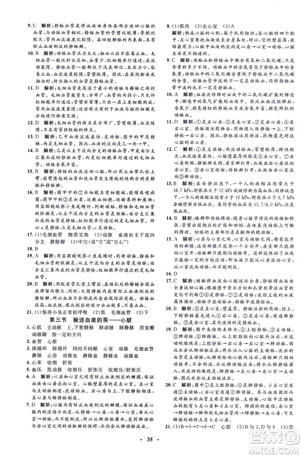 吉林教育出版社2021非常1+1完全題練七年級生物下冊人教版答案