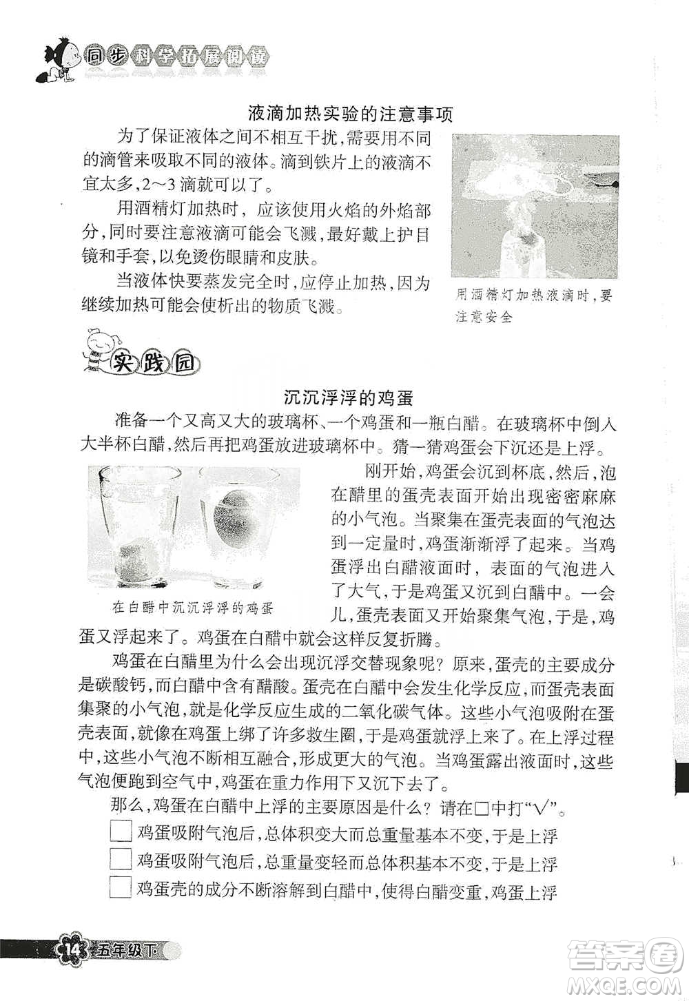 浙江教育出版社2021同步科學拓展閱讀五年級下冊教科版參考答案