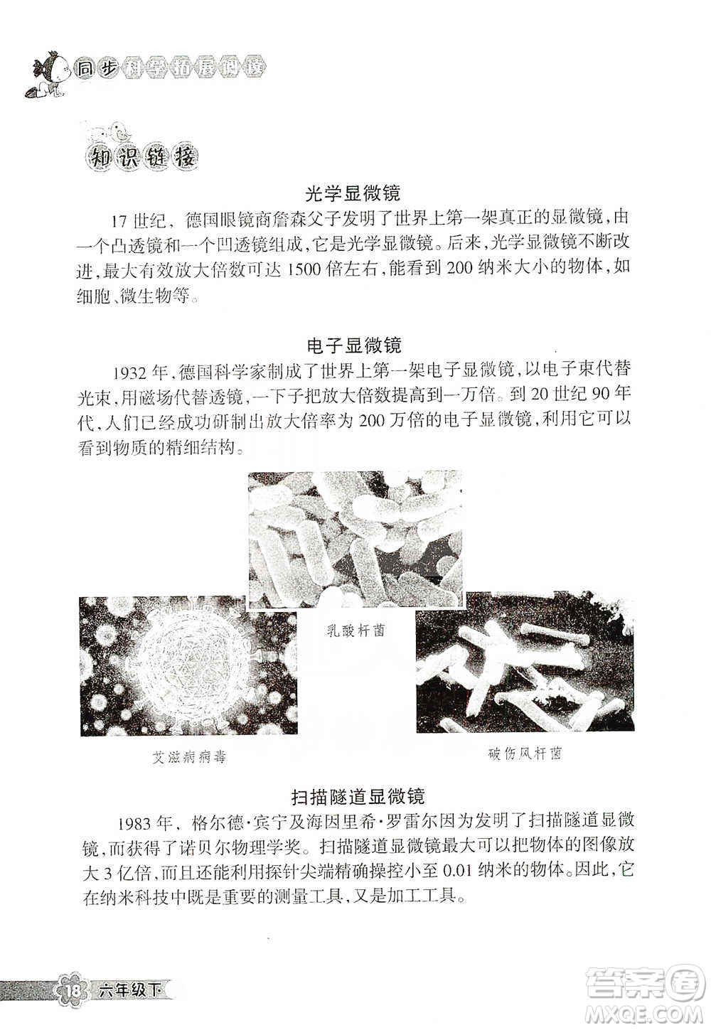 浙江教育出版社2021同步科學拓展閱讀六年級下冊教科版參考答案