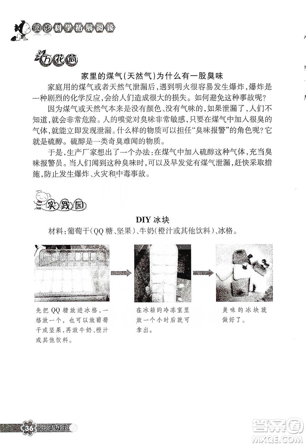 浙江教育出版社2021同步科學拓展閱讀六年級下冊教科版參考答案
