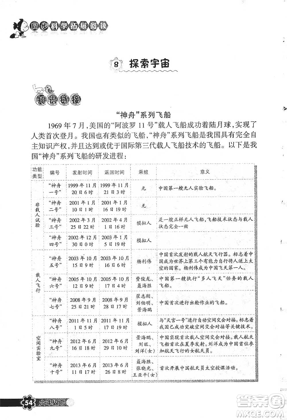浙江教育出版社2021同步科學拓展閱讀六年級下冊教科版參考答案