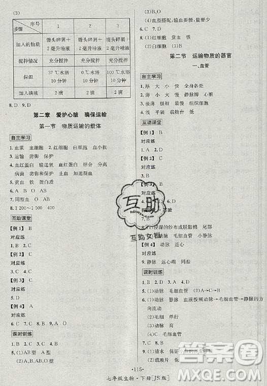 海南出版社2021名師名題生物七年級(jí)下冊冀少版答案