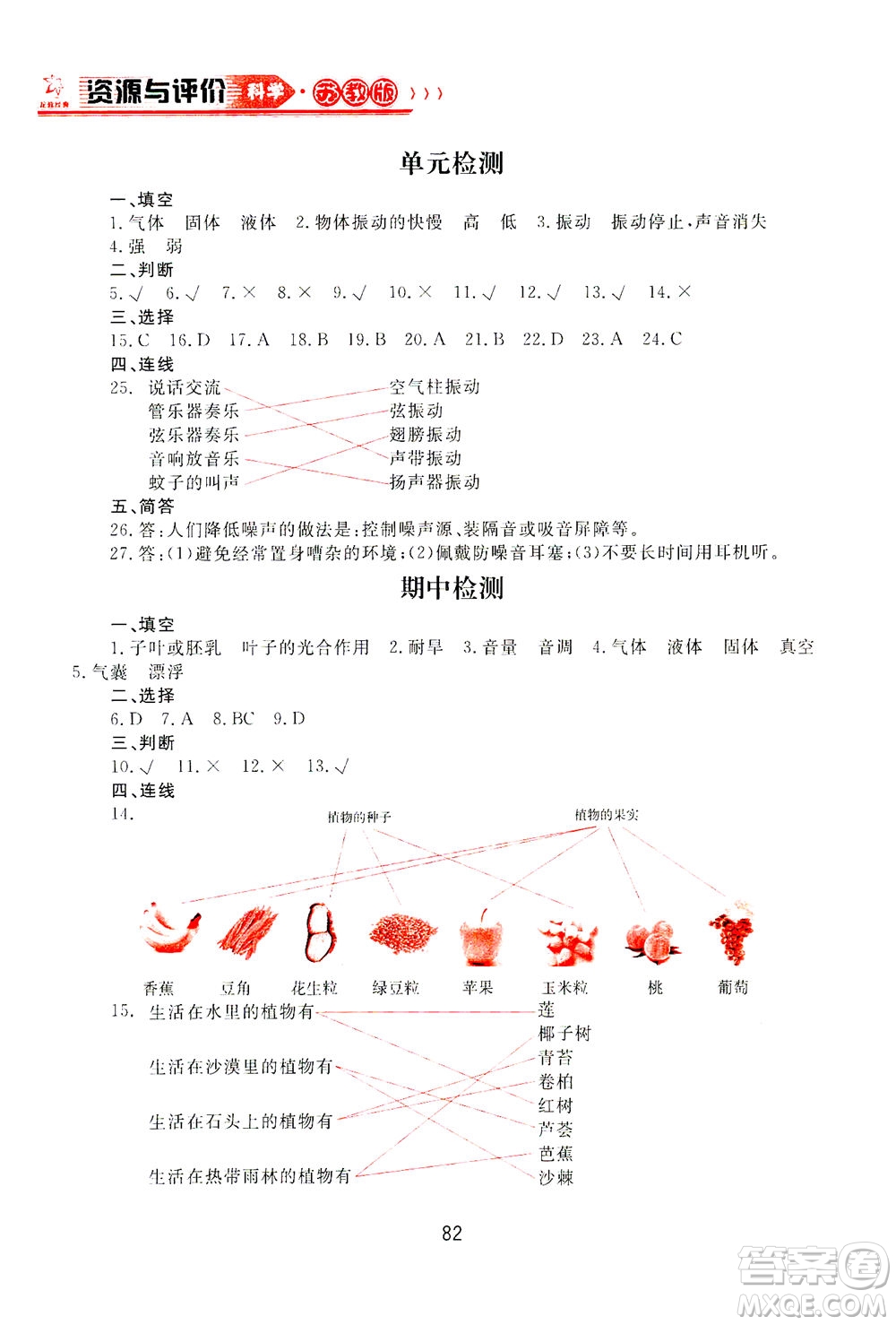 黑龍江教育出版社2021資源與評價(jià)三年級科學(xué)下冊蘇教版答案