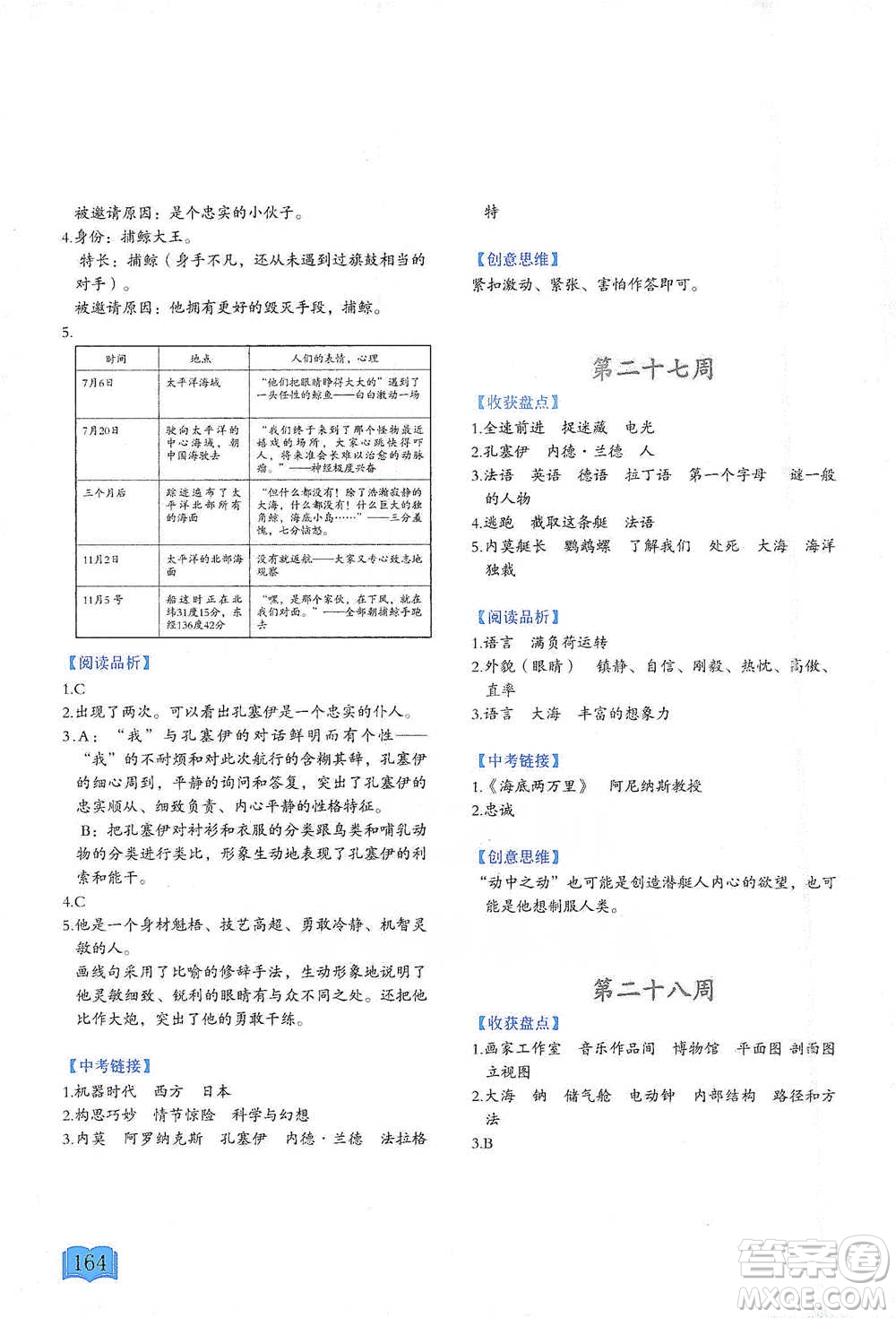 延邊教育出版社2021名著閱讀周計(jì)劃七年級語文通用版參考答案