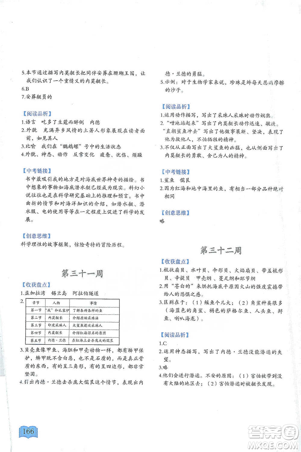 延邊教育出版社2021名著閱讀周計(jì)劃七年級語文通用版參考答案