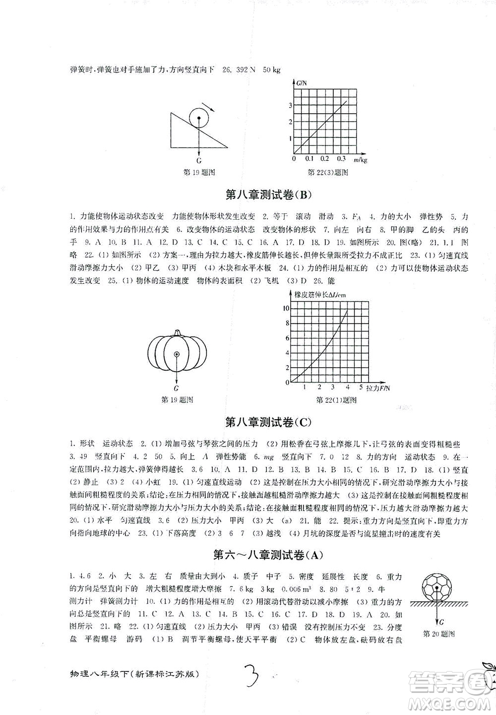 東南大學(xué)出版社2021江蘇密卷物理八年級(jí)下冊新課標(biāo)江蘇版答案
