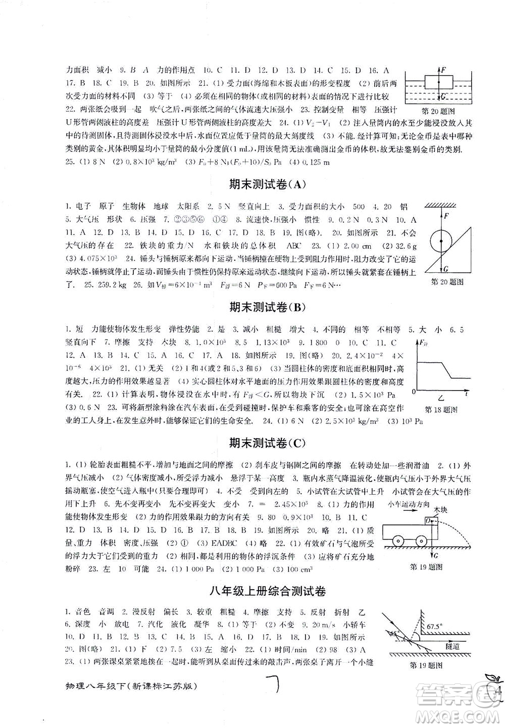 東南大學(xué)出版社2021江蘇密卷物理八年級(jí)下冊新課標(biāo)江蘇版答案