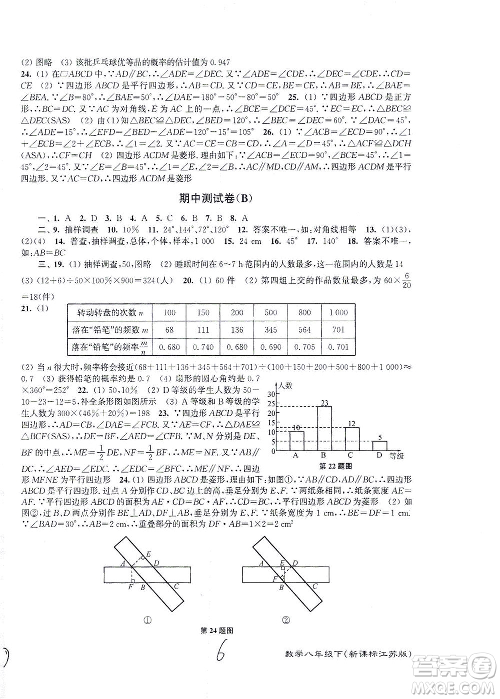 東南大學(xué)出版社2021江蘇密卷數(shù)學(xué)八年級(jí)下冊(cè)新課標(biāo)江蘇版答案