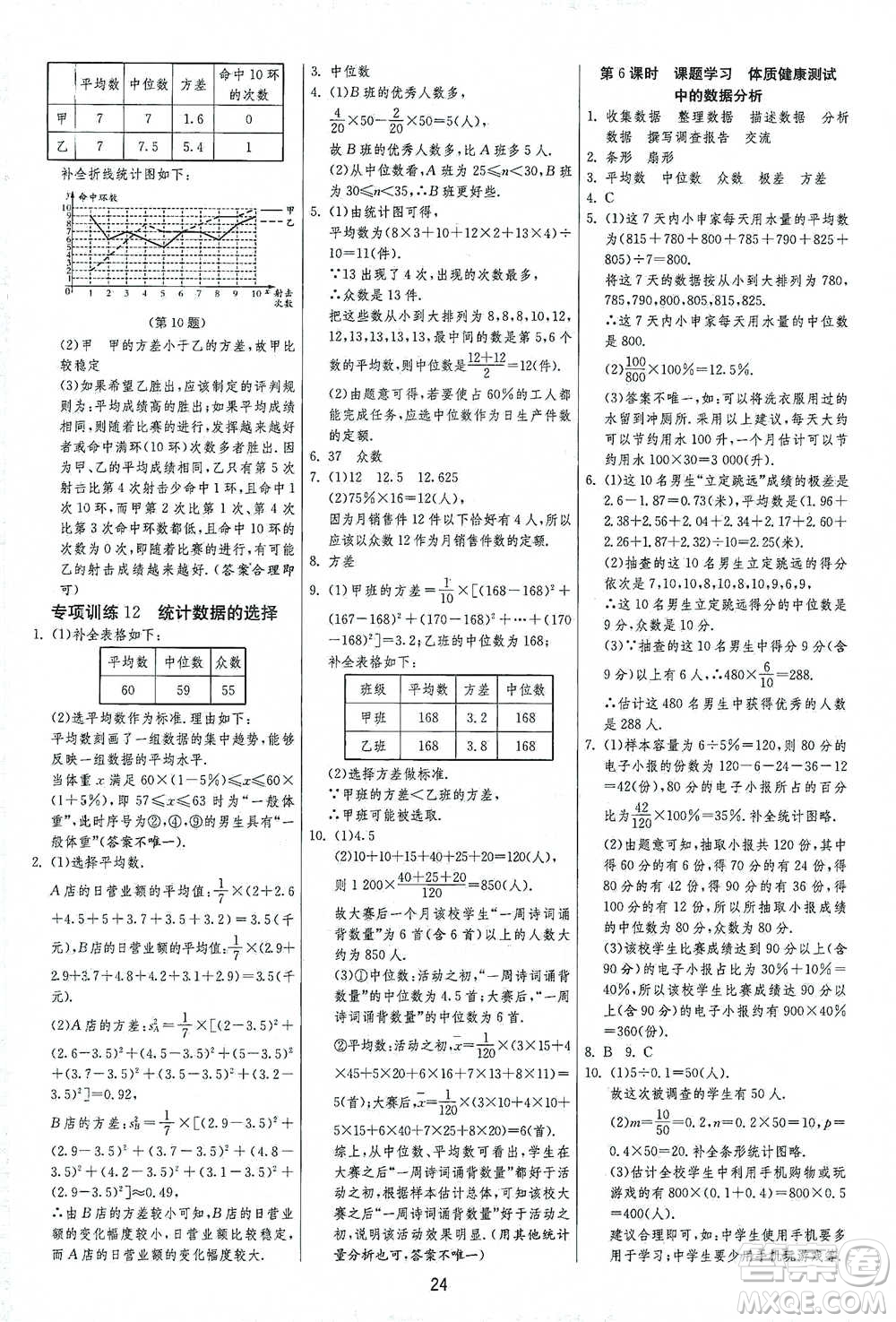 江蘇人民出版社2021年1課3練單元達(dá)標(biāo)測試八年級下冊數(shù)學(xué)人教版參考答案
