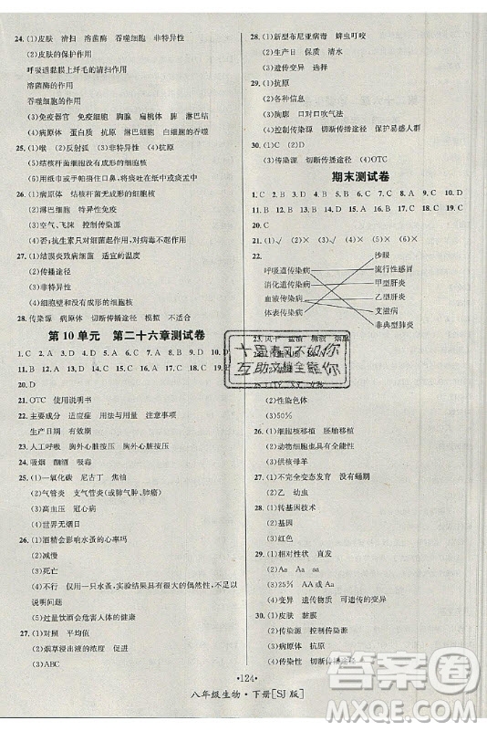 海南出版社2021名師名題生物八年級(jí)下冊(cè)SJ蘇教版答案
