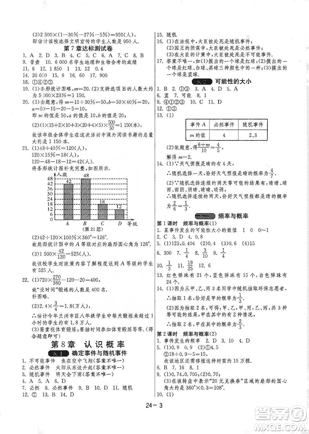 江蘇人民出版社2021年1課3練單元達(dá)標(biāo)測試八年級下冊數(shù)學(xué)蘇科版參考答案