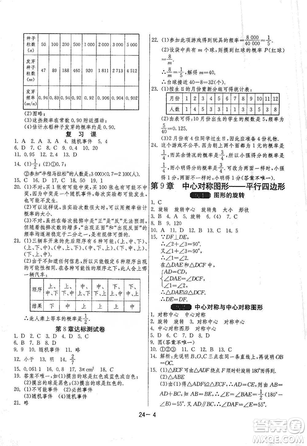 江蘇人民出版社2021年1課3練單元達(dá)標(biāo)測試八年級下冊數(shù)學(xué)蘇科版參考答案