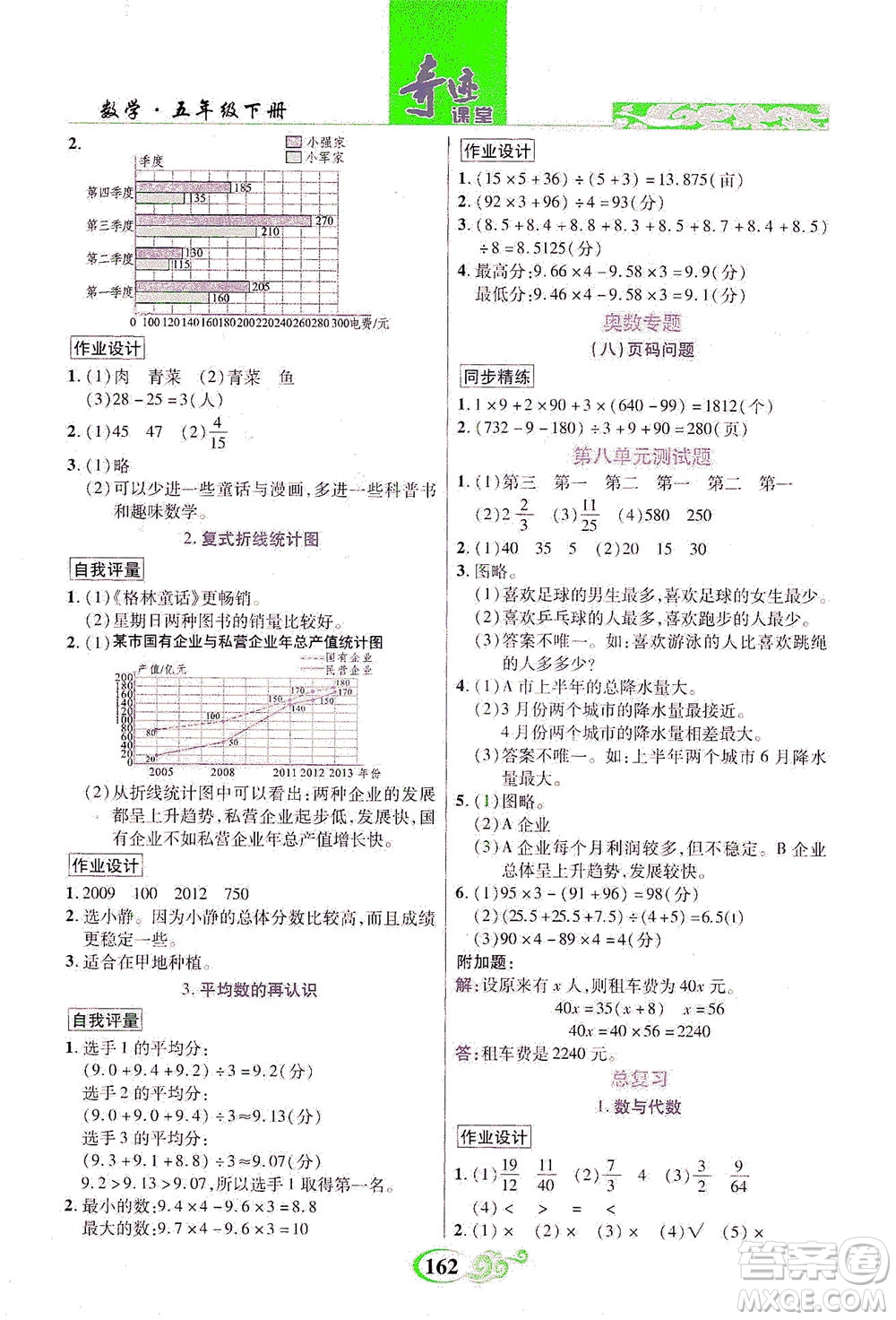 武漢出版社2021奇跡課堂數(shù)學(xué)五年級(jí)下冊(cè)北師版答案