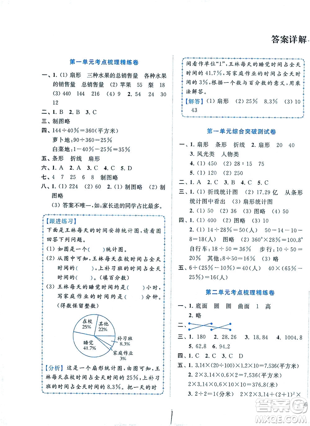 東南大學(xué)出版社2021年ENBO小天才全程復(fù)習(xí)與測試數(shù)學(xué)六年級下冊江蘇版答案