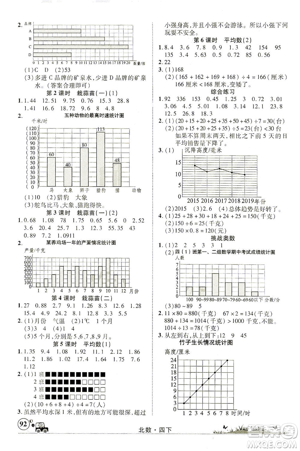 新疆青少年出版社2021英才小靈通北數(shù)四年級(jí)下冊(cè)答案