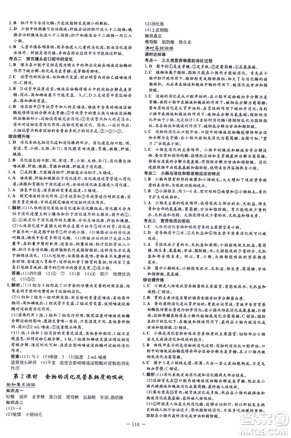 新世紀(jì)出版社2021練案課時(shí)作業(yè)本生物七年級(jí)下冊(cè)人教版答案