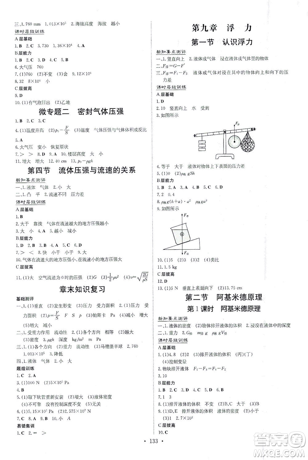 新世紀(jì)出版社2021練案課時(shí)作業(yè)本物理八年級(jí)下冊(cè)HK滬科版答案