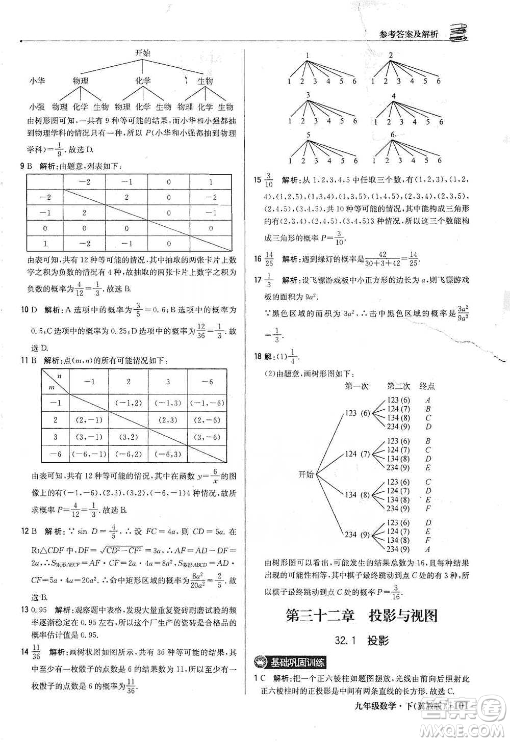 北京教育出版社2021年1+1輕巧奪冠優(yōu)化訓(xùn)練九年級(jí)下冊(cè)數(shù)學(xué)冀教版參考答案