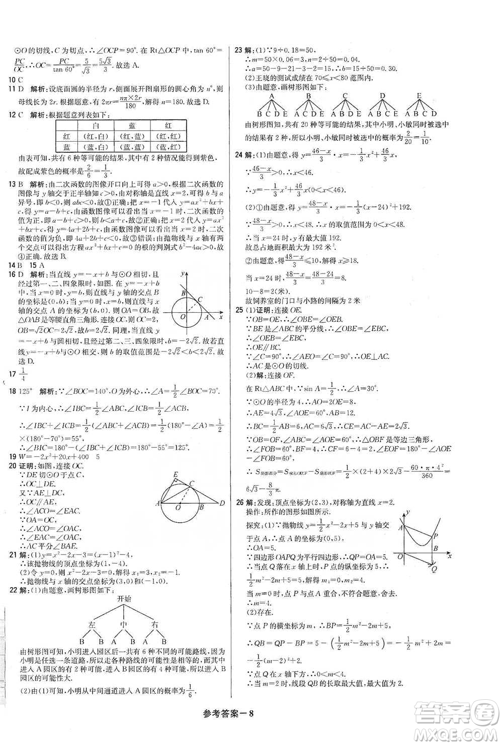 北京教育出版社2021年1+1輕巧奪冠優(yōu)化訓(xùn)練九年級(jí)下冊(cè)數(shù)學(xué)冀教版參考答案