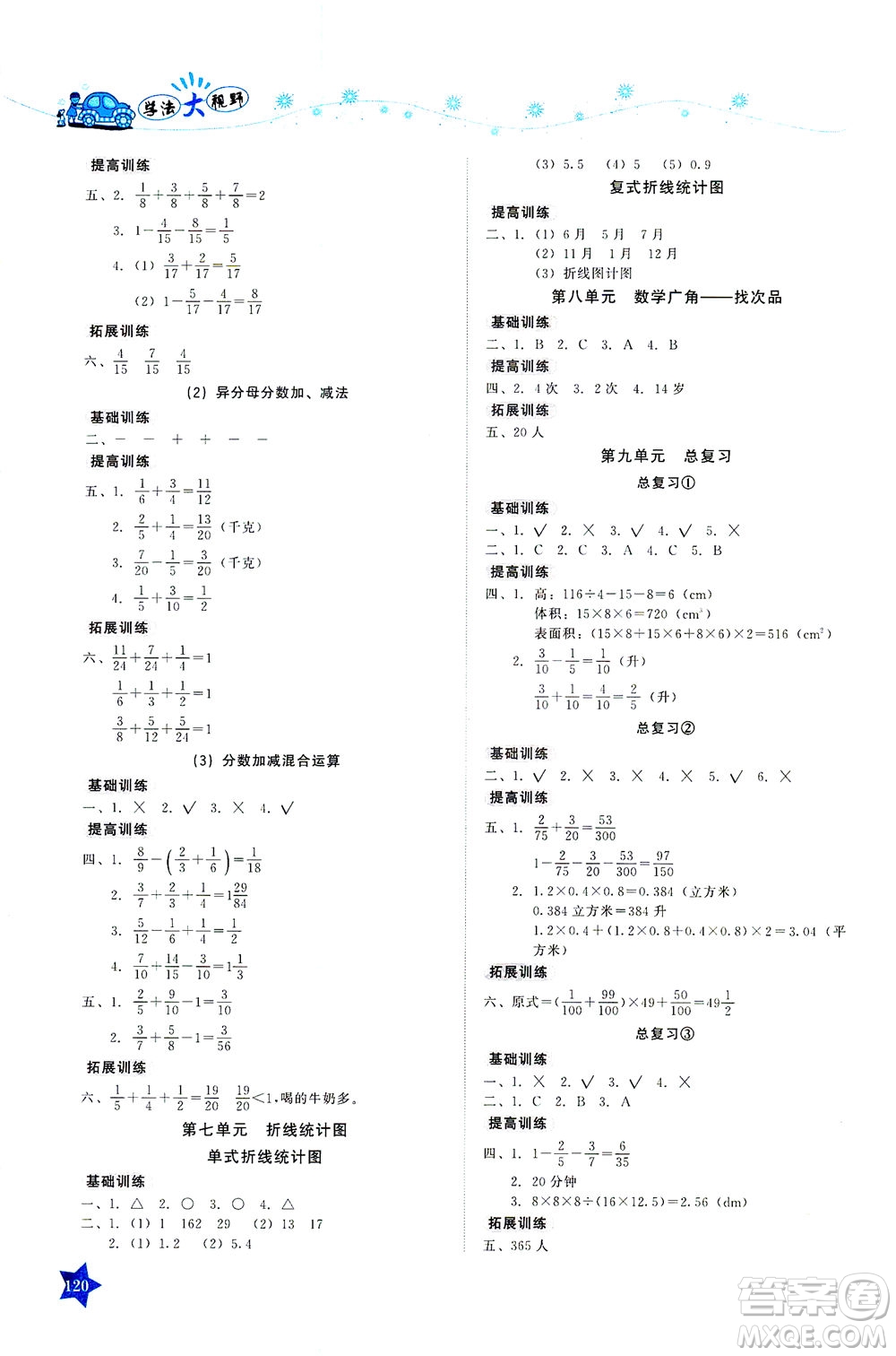 湖南教育出版社2021學(xué)法大視野五年級數(shù)學(xué)下冊人教版答案