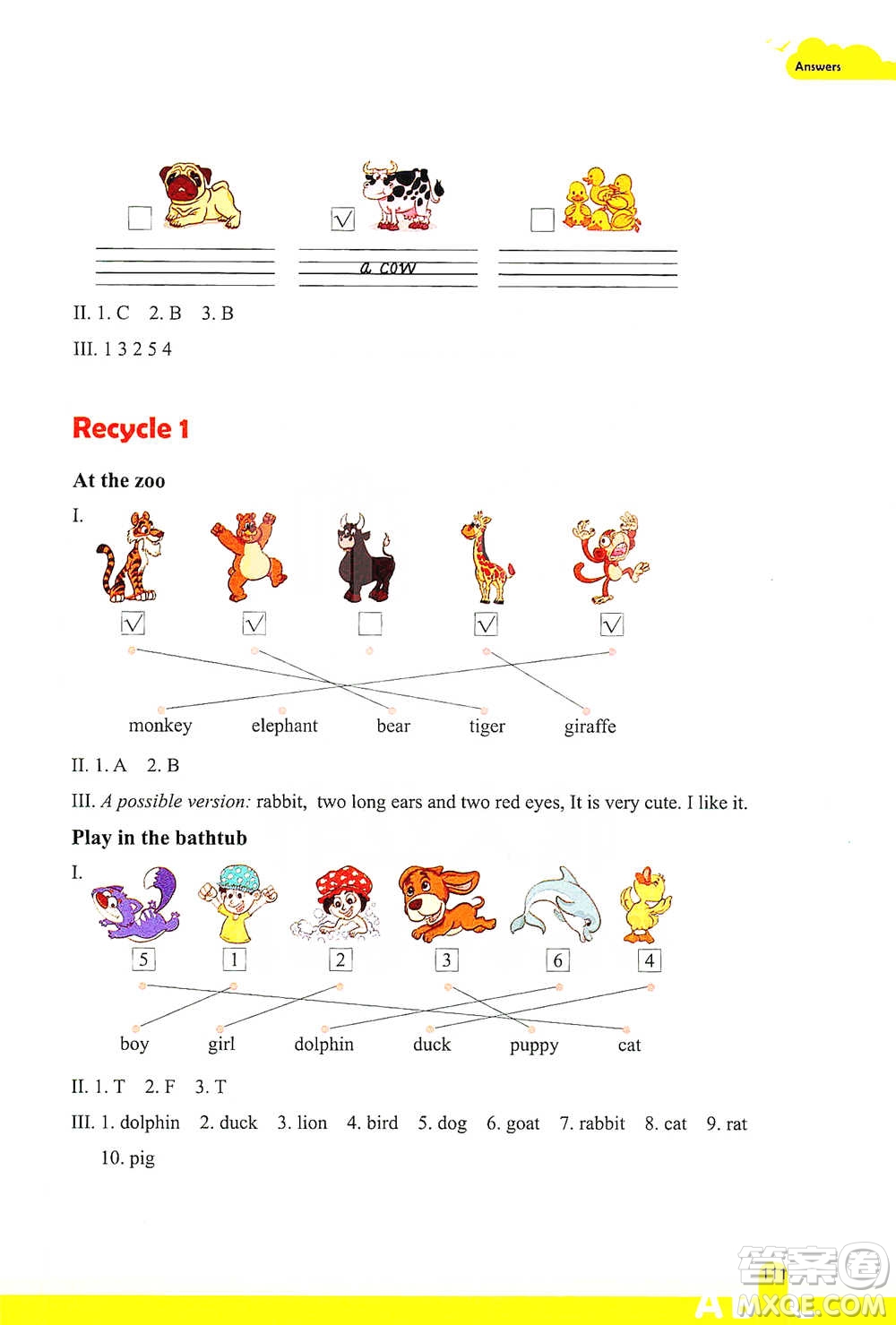 浙江教育出版社2021小學(xué)英語閱讀強(qiáng)化訓(xùn)練三年級下冊參考答案