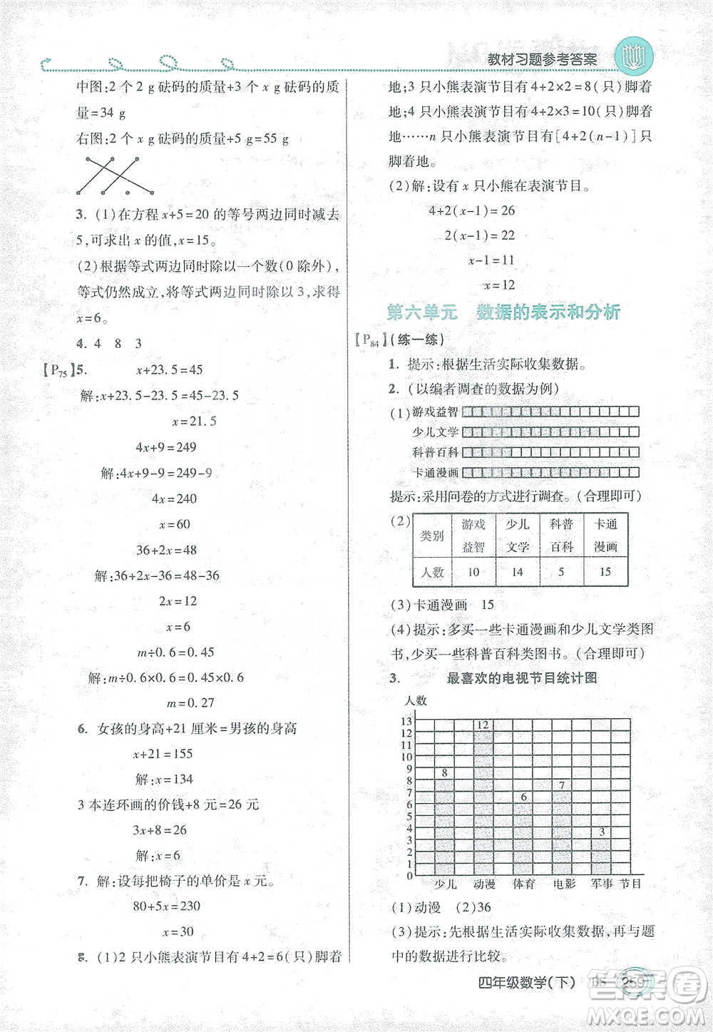 開明出版社2021倍速學(xué)習(xí)法四年級數(shù)學(xué)下冊北師大版參考答案
