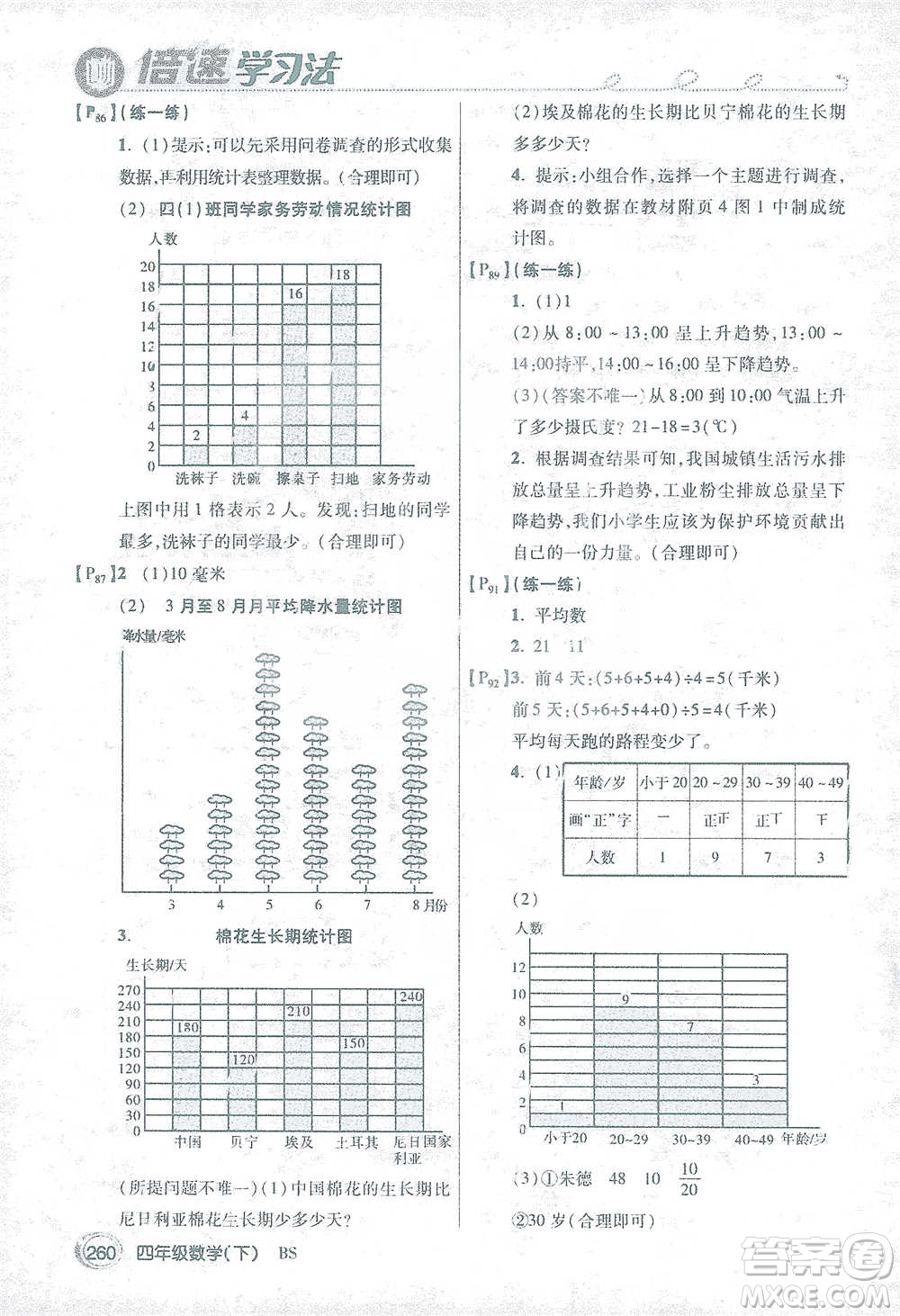 開明出版社2021倍速學(xué)習(xí)法四年級數(shù)學(xué)下冊北師大版參考答案