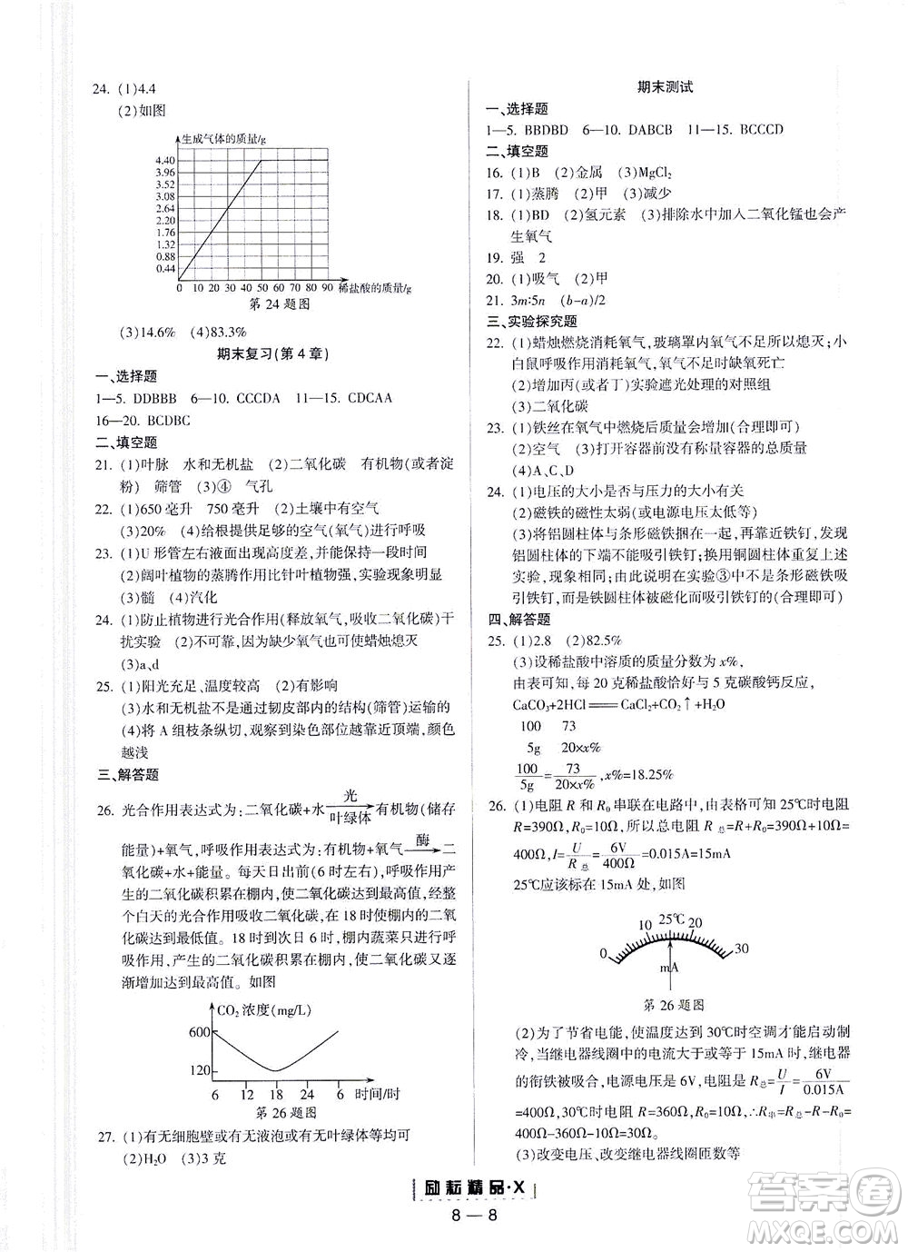 延邊人民出版社2021勵耘活頁八年級科學(xué)下冊浙教版答案