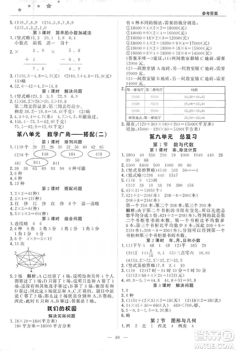 北京教育出版社2021年1+1輕巧奪冠優(yōu)化訓(xùn)練三年級下冊數(shù)學(xué)人教版參考答案