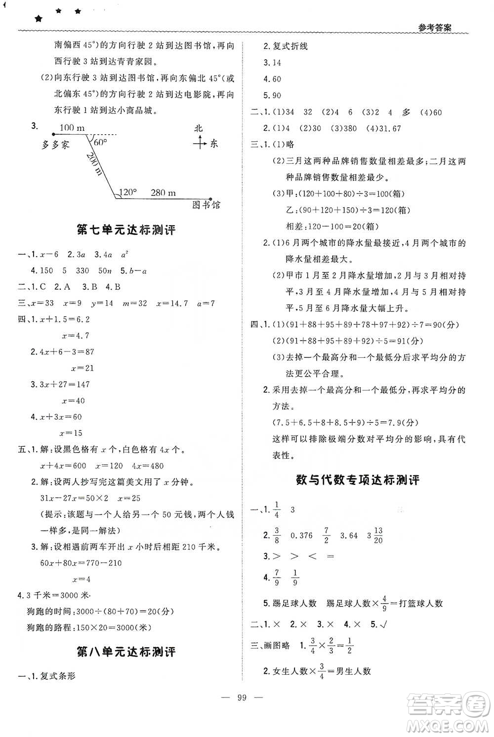北京教育出版社2021年1+1輕巧奪冠優(yōu)化訓練五年級下冊數學北師大版參考答案