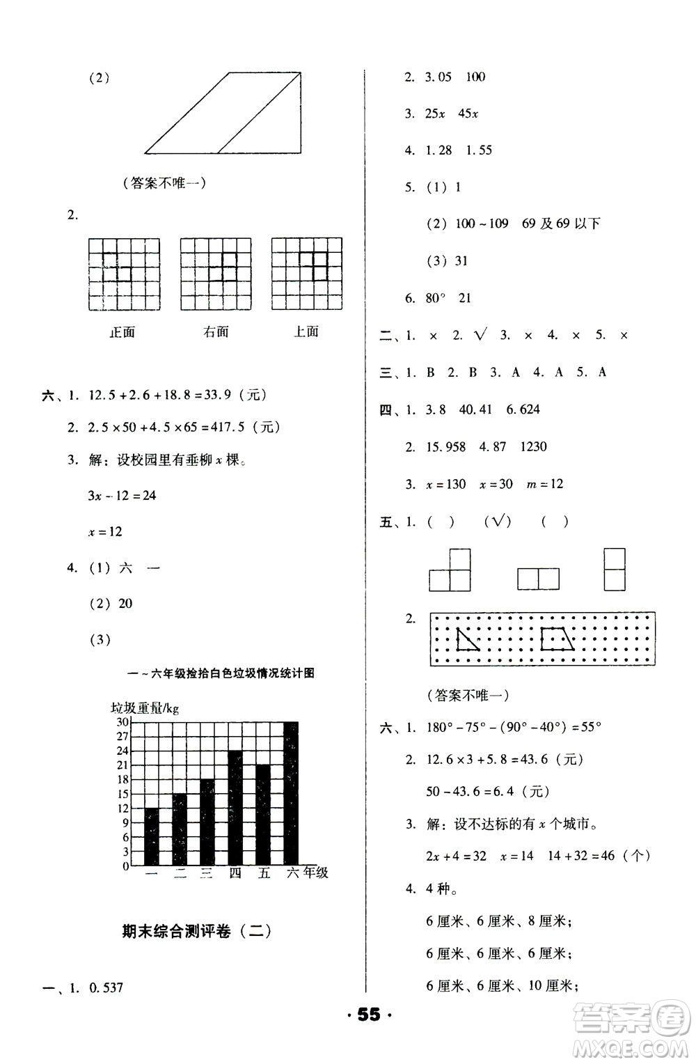 北方婦女兒童出版社2021全程考評(píng)一卷通數(shù)學(xué)四年級(jí)下冊BS北師版答案