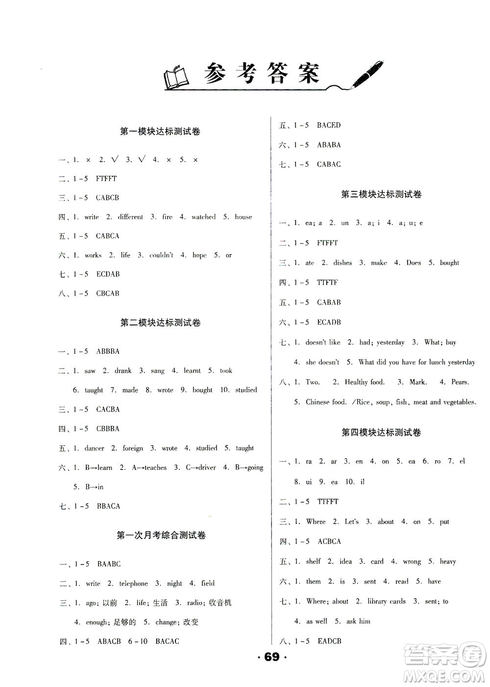 北方婦女兒童出版社2021全程考評一卷通英語三年級起點五年級下冊WY外研版答案