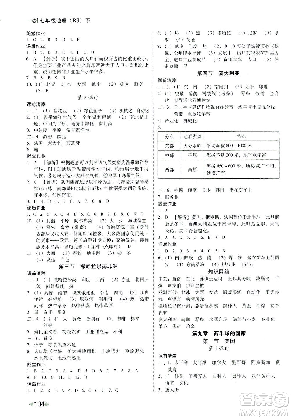 北方婦女兒童出版社2021勝券在握打好基礎(chǔ)作業(yè)本七年級(jí)地理下冊(cè)RJ人教版答案