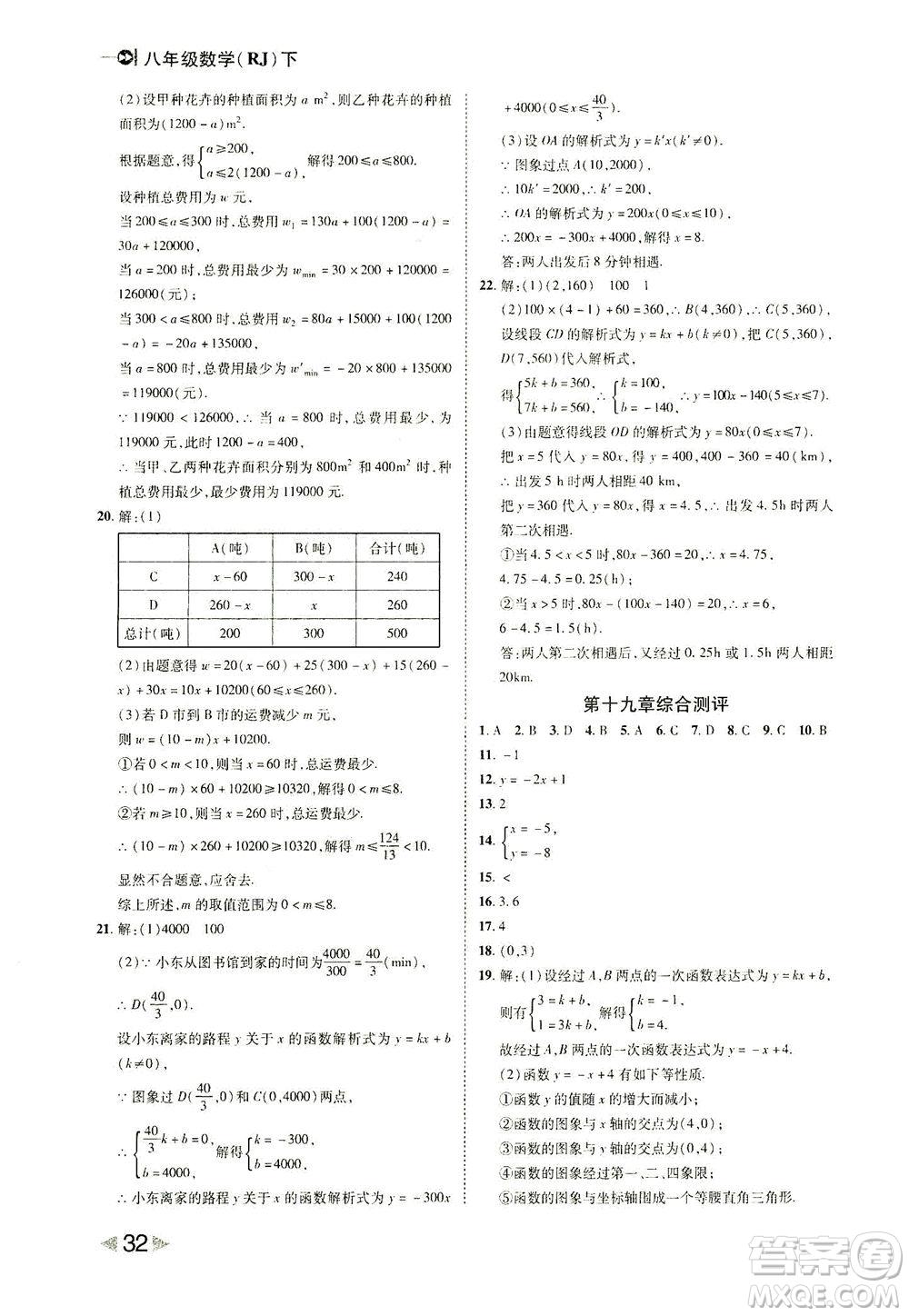 北方婦女兒童出版社2021勝券在握打好基礎(chǔ)作業(yè)本八年級(jí)數(shù)學(xué)下冊(cè)RJ人教版答案