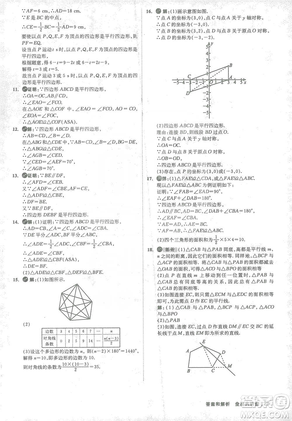 開明出版社2021全品大講堂八年級下冊初中數學北師大版參考答案