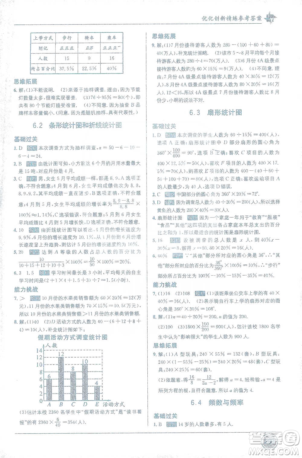 新疆青少年出版社2021教材1+1全解精練七年級下冊數(shù)學浙教版參考答案