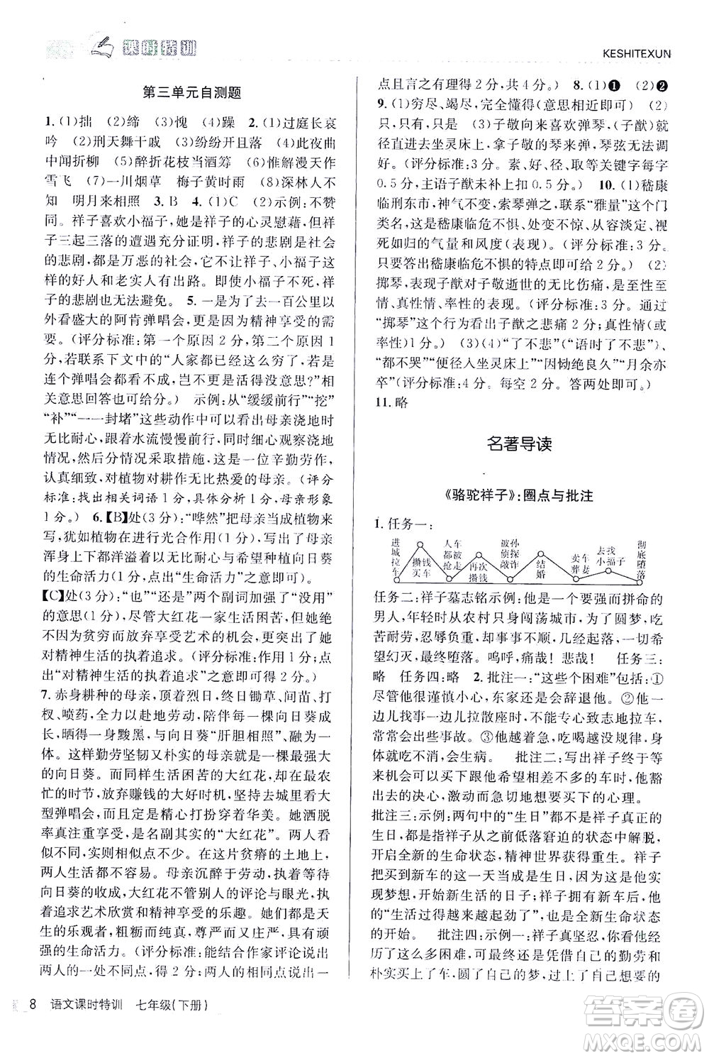 浙江人民出版社2021課時(shí)特訓(xùn)七年級(jí)語(yǔ)文下冊(cè)人教版答案