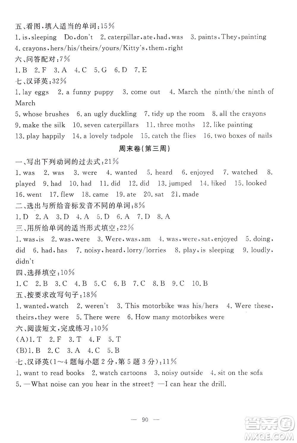 上海大學出版社2021過關(guān)沖刺100分英語五年級下冊牛津版答案