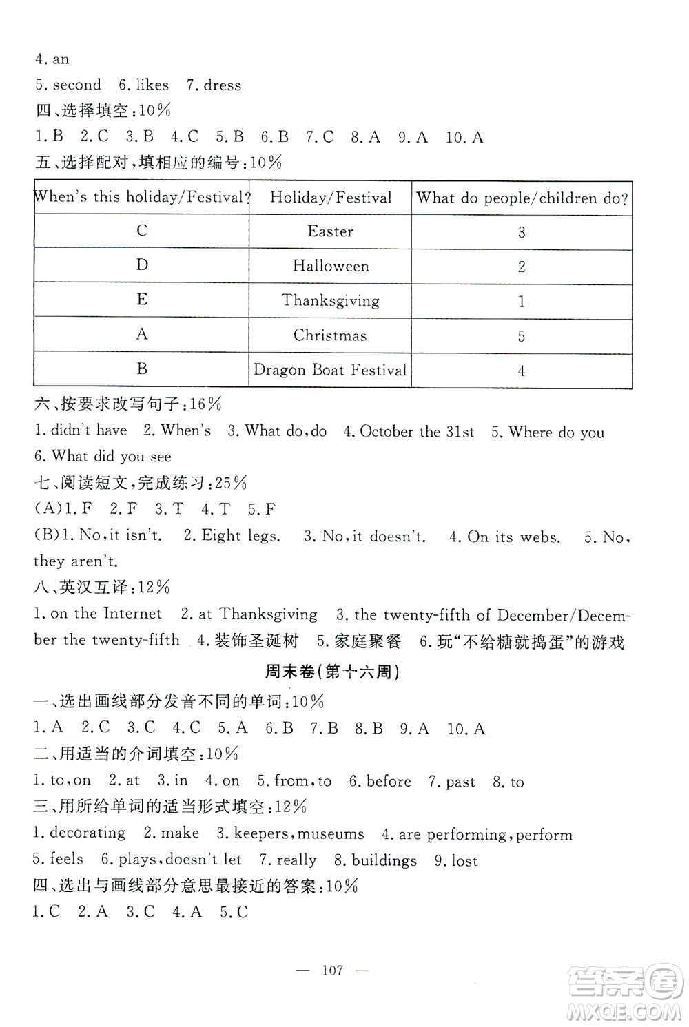 上海大學出版社2021過關(guān)沖刺100分英語五年級下冊牛津版答案
