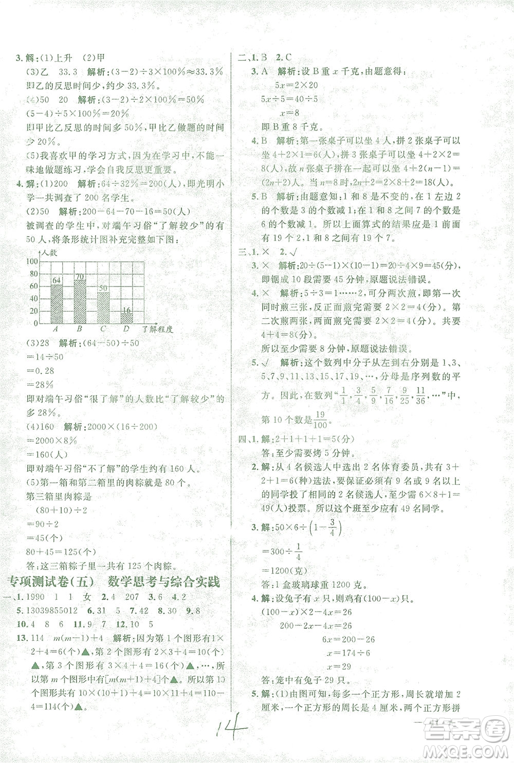 上海大學(xué)出版社2021過關(guān)沖刺100分?jǐn)?shù)學(xué)六年級(jí)下冊(cè)人教版答案