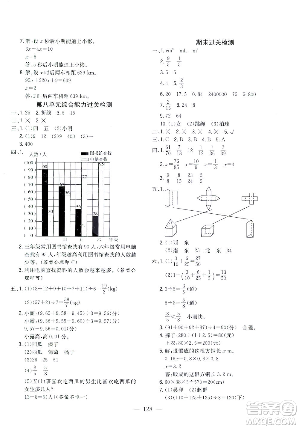 浙江大學(xué)出版社2021課時(shí)特訓(xùn)優(yōu)化作業(yè)本五年級數(shù)學(xué)下冊北師大版答案