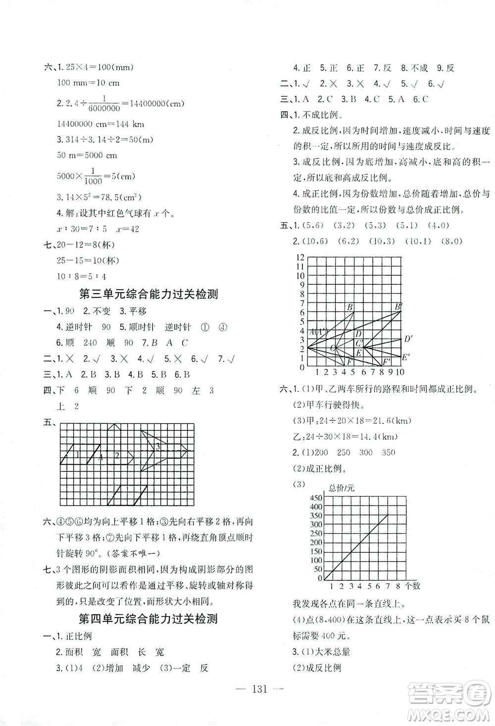 浙江大學(xué)出版社2021課時特訓(xùn)優(yōu)化作業(yè)本六年級數(shù)學(xué)下冊北師大版答案