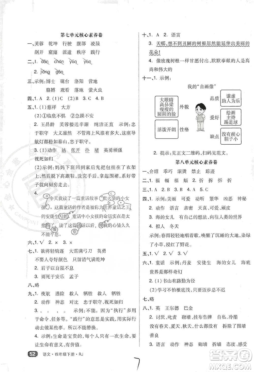 陽(yáng)光出版社2021全品小復(fù)習(xí)四年級(jí)下冊(cè)語(yǔ)文人教版參考答案